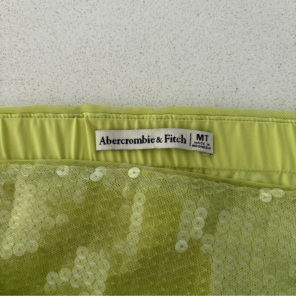 Abercrombie & Fitch Green Sequin Strapless Mini Dress Tall Length - Picture 2 of 6